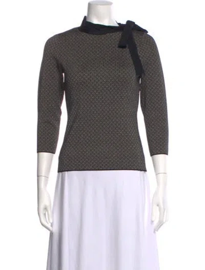 Pre-owned Ch Carolina Herrera Graphic Print Mock Neck Sweater In Multicolor