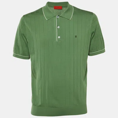 Pre-owned Ch Carolina Herrera Green Cotton Knit Polo T-shirt L