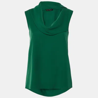 Ch Carolina Herrera Green Crepe Drape Neck Top