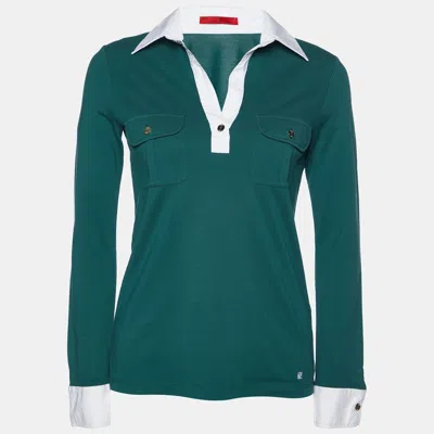 Ch Carolina Herrera Green Pique Cotton Long Sleeve T-shirt In Multi
