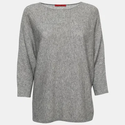 Pre-owned Ch Carolina Herrera Grey Wool Dolman Sleeve Sweater M