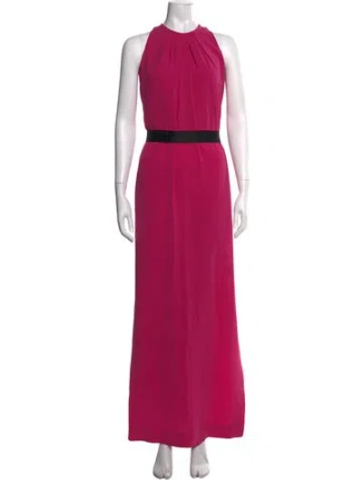 Pre-owned Ch Carolina Herrera Halterneck Long Dress In Pink