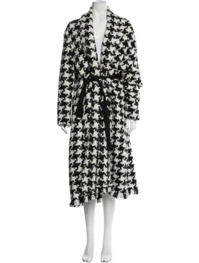 Pre-owned Ch Carolina Herrera Houndstooth Print Coat In Black