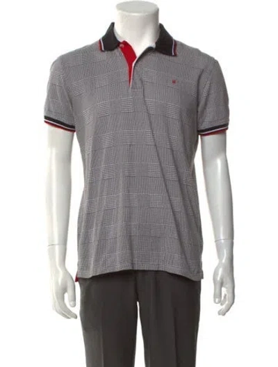 Pre-owned Ch Carolina Herrera Houndstooth Print Collar Polo Shirt In Multicolor