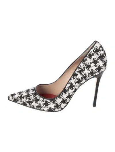 Pre-owned Ch Carolina Herrera Houndstooth Print Pumps In Multi