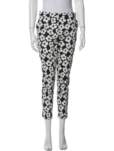 Pre-owned Ch Carolina Herrera Houndstooth Print Straight Leg Pants In White