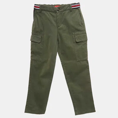 Pre-owned Ch Carolina Herrera Khaki Green Cotton Utility Pants 6 Yrs