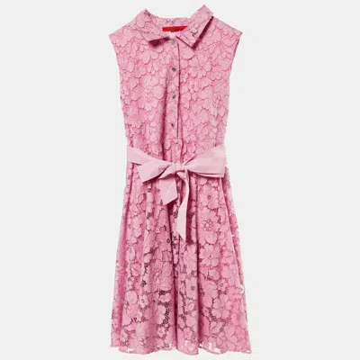 Pre-owned Ch Carolina Herrera Kids Pink Lace Bow Detail Dress Size 10 Yrs