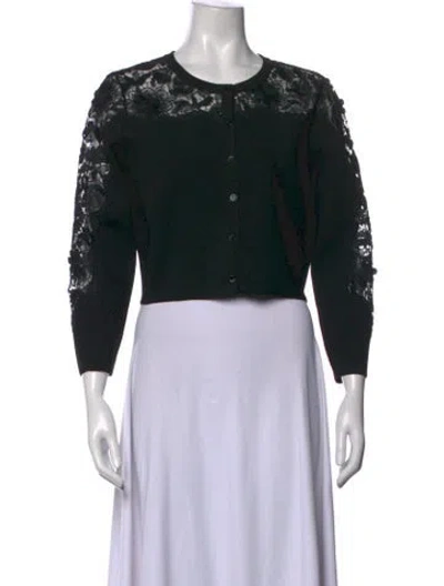 Pre-owned Ch Carolina Herrera Lace Pattern Crew Neck Sweater W/ Tags In Black