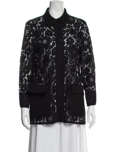 Pre-owned Ch Carolina Herrera Lace Pattern Evening Jacket In Black