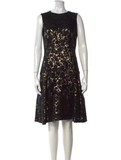 Pre-owned Ch Carolina Herrera Lace Pattern Knee-length Dress In Black