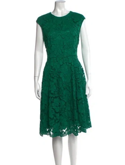 Pre-owned Ch Carolina Herrera Lace Pattern Midi Length Dress In Green