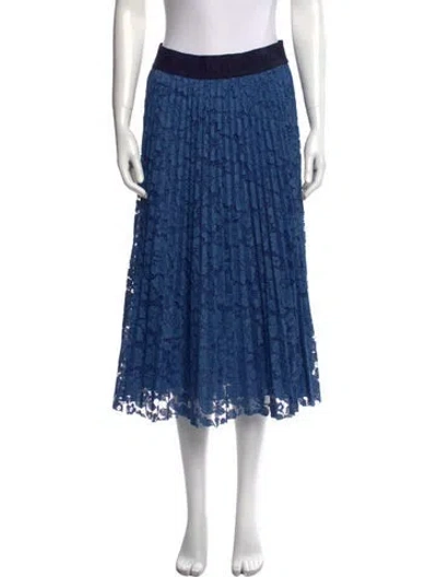 Pre-owned Ch Carolina Herrera Lace Pattern Midi Length Skirt In Blue