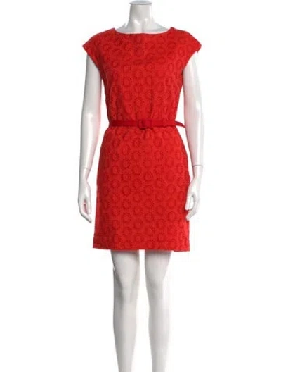 Pre-owned Ch Carolina Herrera Lace Pattern Mini Dress In Orange