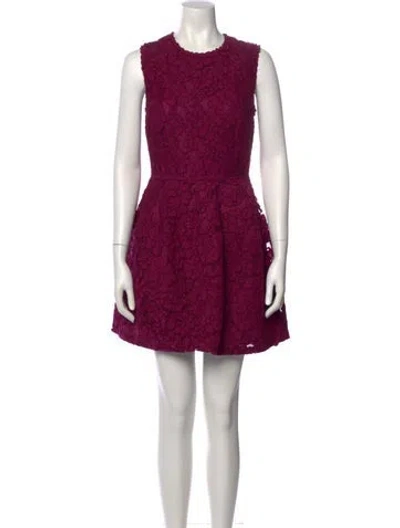 Pre-owned Ch Carolina Herrera Lace Pattern Mini Dress In Purple