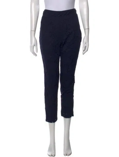Pre-owned Ch Carolina Herrera Lace Pattern Straight Leg Pants In Blue