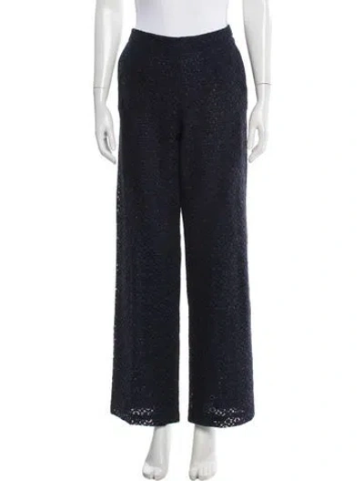 Pre-owned Ch Carolina Herrera Lace Pattern Wide Leg Pants In Blue
