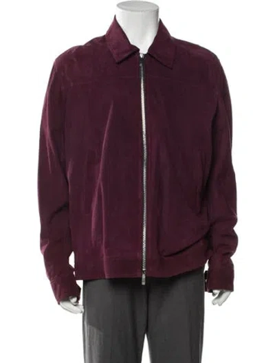 Pre-owned Ch Carolina Herrera Lamb Leather Jacket In Burgundy
