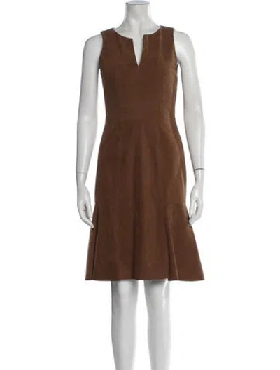 Pre-owned Ch Carolina Herrera Lambskin Knee-length Dress In Brown