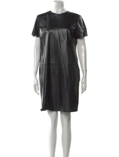 Pre-owned Ch Carolina Herrera Lambskin Mini Dress In Black