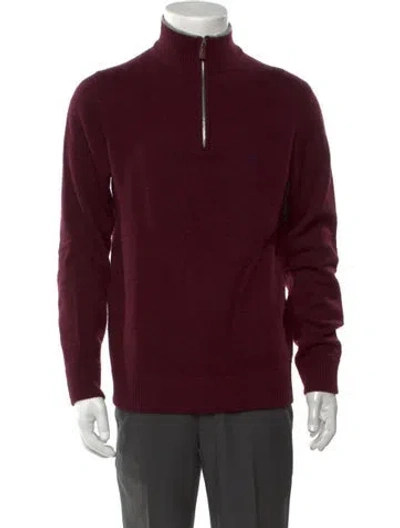 Pre-owned Ch Carolina Herrera Lambswool Mock Neck Pullover In Burgundy