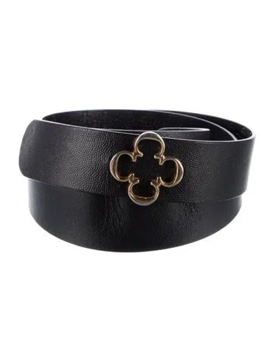 Pre-owned Ch Carolina Herrera Leather Belt In Black