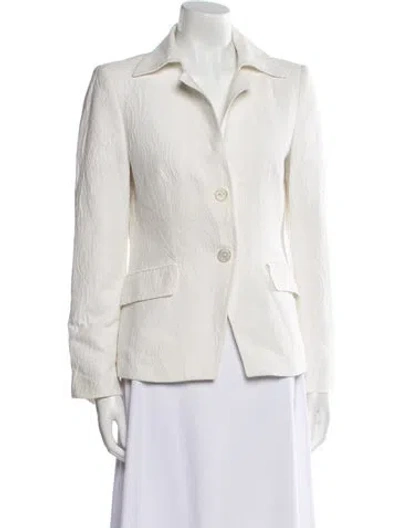 Pre-owned Ch Carolina Herrera Leather Blazer In Neutral