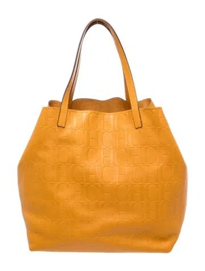 Pre-owned Ch Carolina Herrera Leather Bucket Bag In Gold