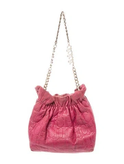 Pre-owned Ch Carolina Herrera Leather Bucket Bag In Purple