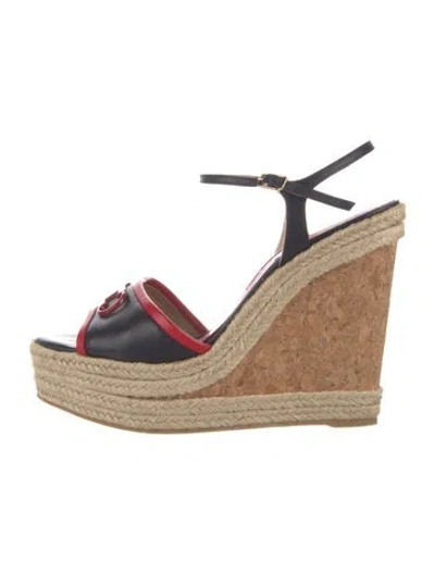 Pre-owned Ch Carolina Herrera Leather Colorblock Pattern Espadrilles In Neutral