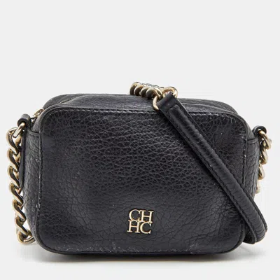 Ch Carolina Herrera Leather Crossbody Bag In Black