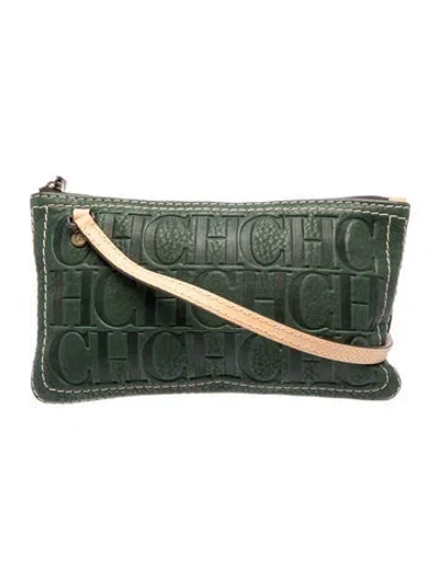 Pre-owned Ch Carolina Herrera Leather Crossbody Bag In Green