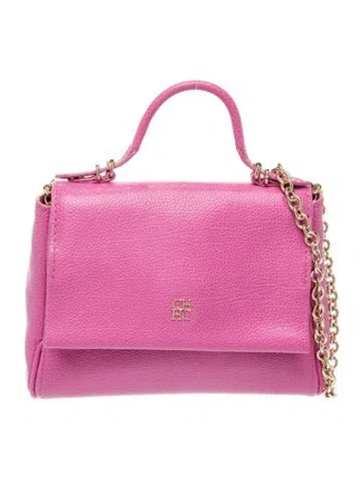 Pre-owned Ch Carolina Herrera Leather Crossbody Bag In Pink