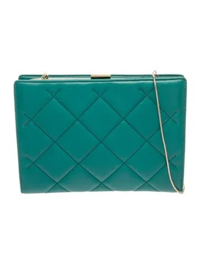Pre-owned Ch Carolina Herrera Leather Evening Bag In Green