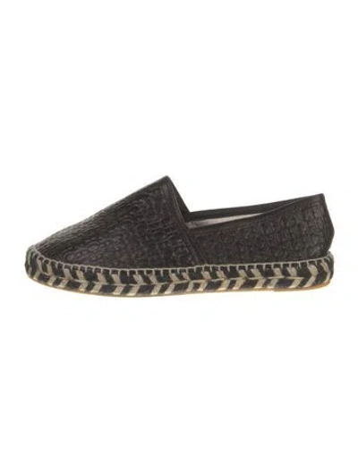 Pre-owned Ch Carolina Herrera Leather Graphic Print Espadrille Sneakers In Black