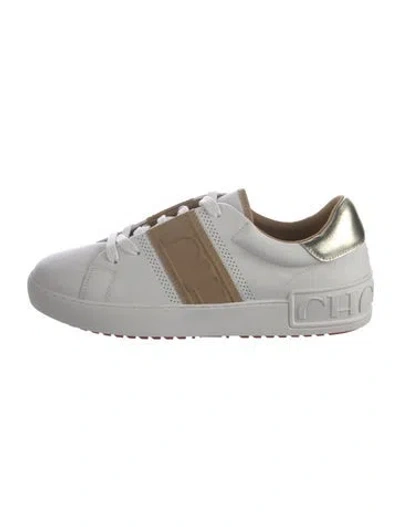 Pre-owned Ch Carolina Herrera Leather Graphic Print Sneakers In White