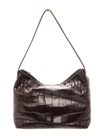 Pre-owned Ch Carolina Herrera Leather Hobo In Black