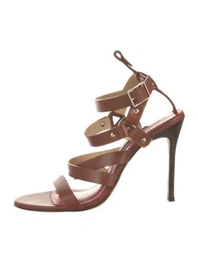 Pre-owned Ch Carolina Herrera Leather Sandals In Brown