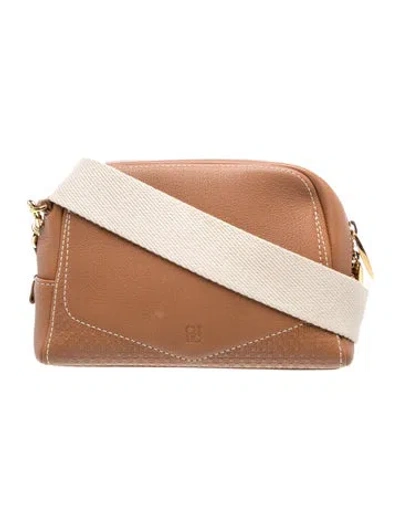 Pre-owned Ch Carolina Herrera Leather Shoulder Bag In Brown