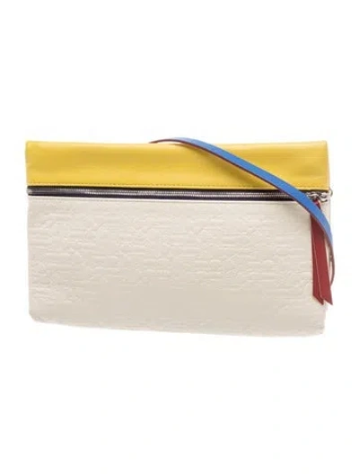 Pre-owned Ch Carolina Herrera Leather Shoulder Bag In Neutral