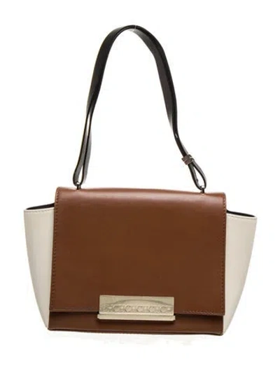 Pre-owned Ch Carolina Herrera Leather Shoulder Bag In Neutrals
