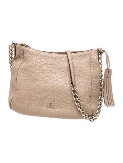 Pre-owned Ch Carolina Herrera Leather Shoulder Bag In Neutrals