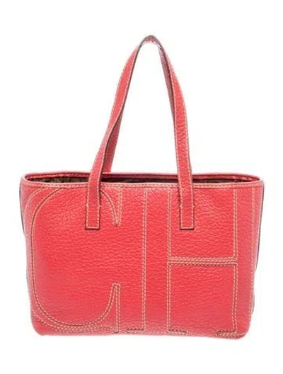 Pre-owned Ch Carolina Herrera Leather Shoulder Bag In Red