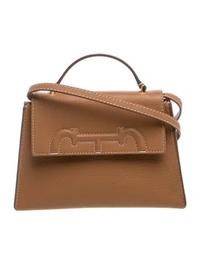 Pre-owned Ch Carolina Herrera Leather Shoulder Bag W/ Tags In Brown
