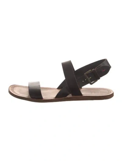 Pre-owned Ch Carolina Herrera Leather Slingback Sandals In Brown