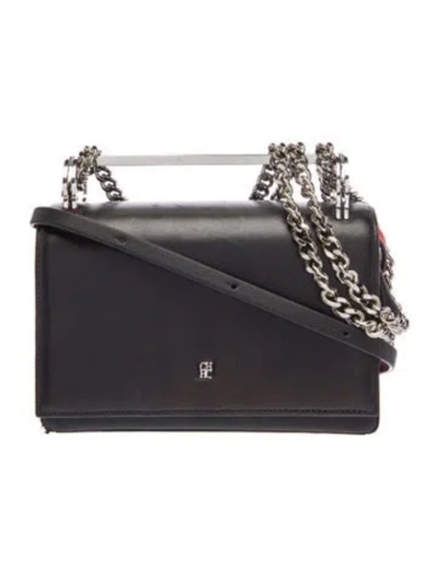 Pre-owned Ch Carolina Herrera Leather Top Handle Bag In Black