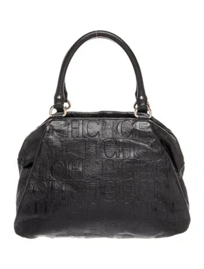 Pre-owned Ch Carolina Herrera Leather Top Handle Bag In Black