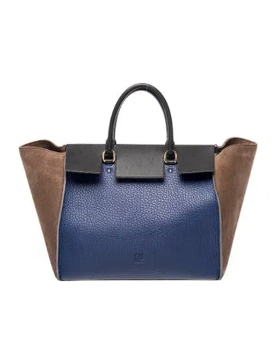 Pre-owned Ch Carolina Herrera Leather Top Handle Bag In Blue