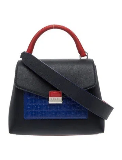 Pre-owned Ch Carolina Herrera Leather Top Handle Bag In Blue