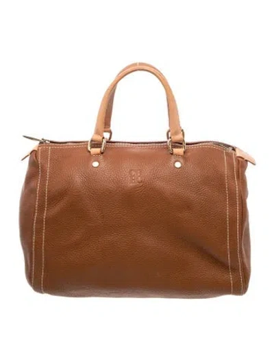 Pre-owned Ch Carolina Herrera Leather Top Handle Bag In Brown